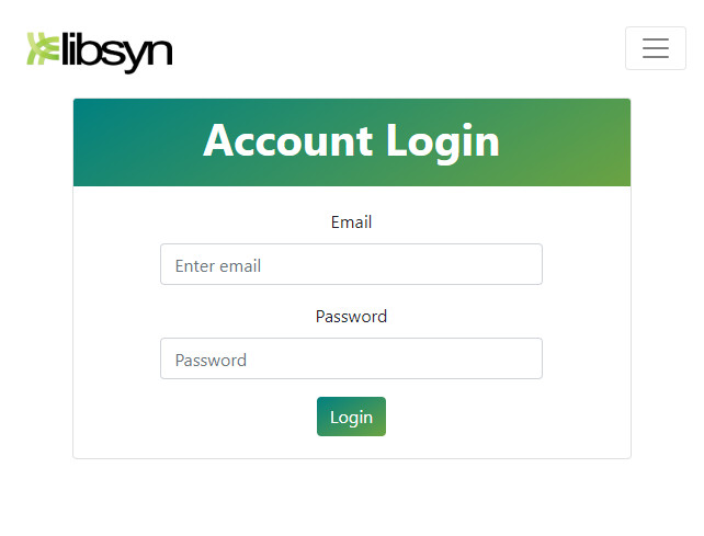 Libsyn API Login Page